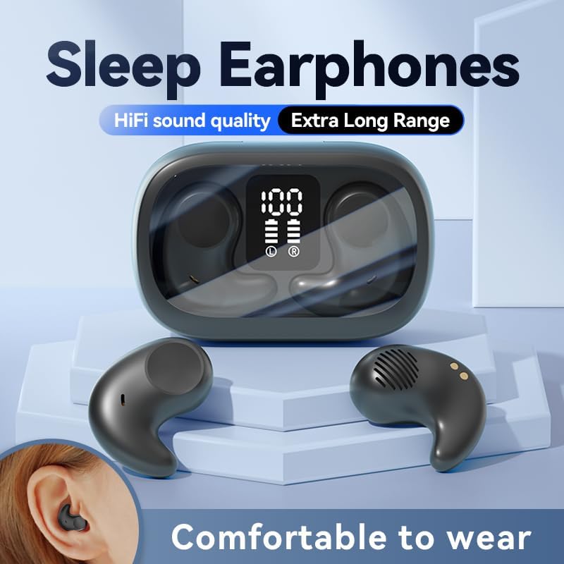 Revolutionary Bluetooth 5.4 Sleep Earbuds – Ergonomic Wireless Noise-Cancelling Headphones for Side Sleepers with Small Ear Canals – Discreet In-Ear Design for Ultimate Comfort and Serenity – Perfect for Sleep, Meditation, and Hands-Free Calls – Ideal for Samsung/Android Users – Long Battery Life for Continuous Enjoyment