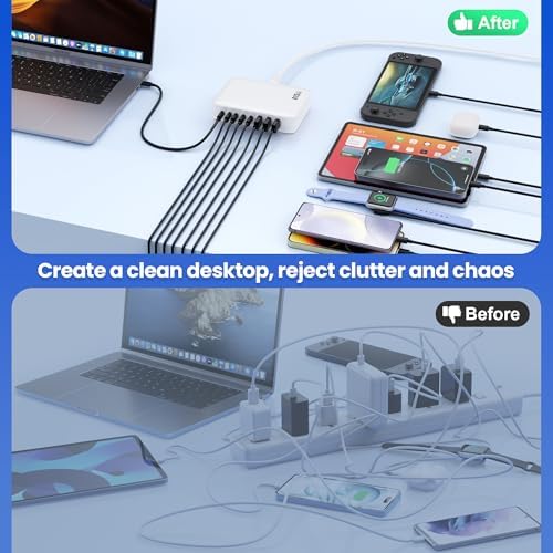 Revolutionize Your Charging Setup with the 415 W 8-Port USB C Fast Charging Hub – Dual PD 100 W for Laptops, i Phones, and More – Ga N IV Technology for Enhanced Efficiency and Universal Compatibility – Perfect for Home and Office Use
