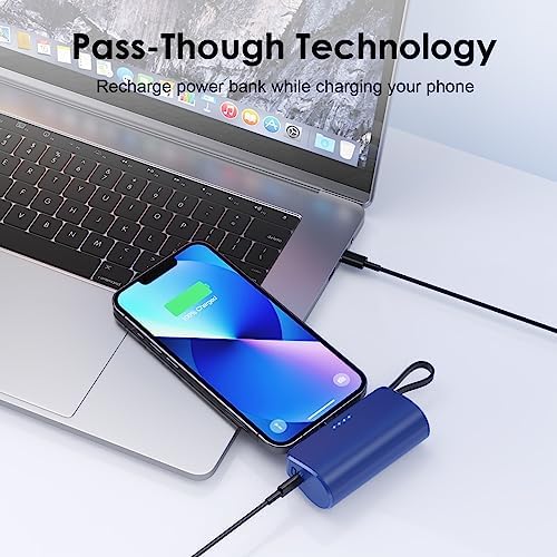 Ultra-Compact 5200 m Ah Power Bank with Built-in USB-C Cable – High-Speed Mini Charger for i Phone 15/14/13/12/XR/8/7/6 & Android Devices – Perfect On-the-Go Backup Solution for Busy Lifestyles with LED Battery Indicator and Enhanced Compatibility