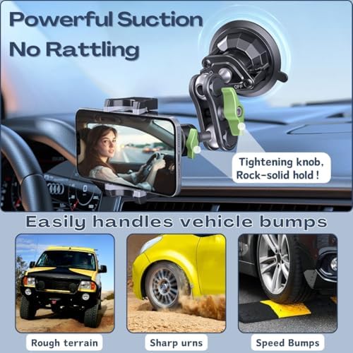 Ultra-Stable Suction Cup Phone Mount for Vloggers – 360° Rotating Holder for Windshield, Roof, and Car Window – All Smartphone Compatibility – Secure & Easy Installation for Capturing Stunning Content on the Go