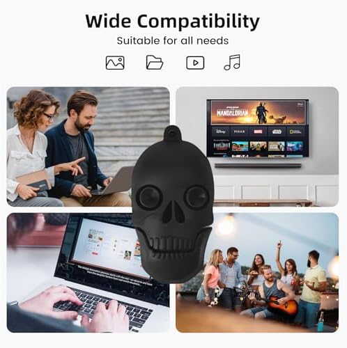Skull Shaped 64 GB USB Flash Drive – Unique Personality Memory Stick for Stylish Data Storage | Borlter Clamp Cool USB 2.0 Thumb Drive Perfect for Gifts & Everyday Use | Durable, Portable & Compatible with All Devices