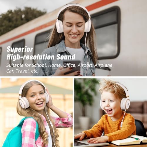 Rockpapa Ultra-Light Foldable Wired Headphones with Integrated Microphone – Premium Stereo Sound for All Ages, Perfect for Travel with Tangle-Free Cord and 3.5 mm Compatibility – Sleek Black/Grey Design for Everyday Listening and Virtual Meetings