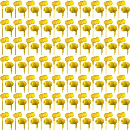 Macarrie 200 Pack Wired Earbuds – Vibrant Classroom & Office Headphones with 3.5 mm Compatibility – Individually Bagged for Hygiene & Seamless Distribution – Lightweight & Durable Design for All-Day Comfort – Ideal for Lectures, Music Listening, and Conference Calls