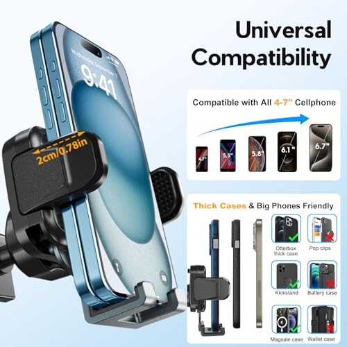 Upgraded Car Phone Mount Compatible with Toyota Rav4 2025 2024 2023 2022 2020 2021 2020 2019 Accessories, RAV4 Hybrid Cell Phone Holder Metal Base Adjustable Phone Stand for All Smartphone – Enhanced Compatibility and Speed