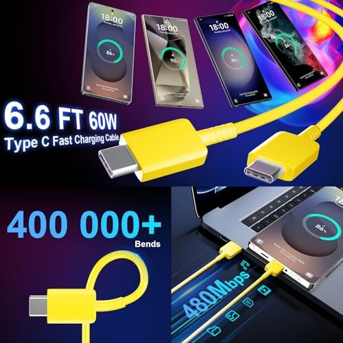 25 W Ultra-Fast Samsung Charger with 6.6 FT USB-C Cable | Rapid Charging Solution for Galaxy S25/S24/S23/S22/S21/Note Series | High-Speed Performance & Safety Features for On-the-Go Users | Ideal for Travel & Everyday Use | Boost Your Device’s Battery Life Effortlessly