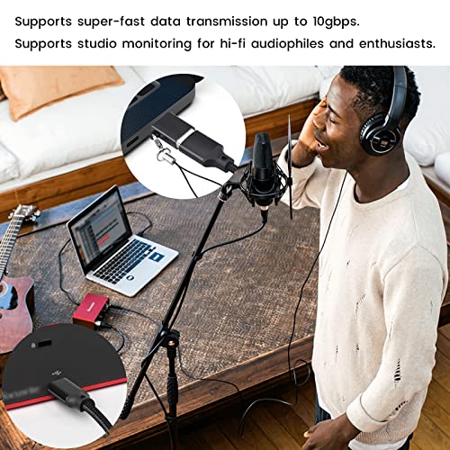 Premium 6.6 ft USB C Cable for Focusrite Scarlett Solo & 2 i2 (3 rd Gen) – Nylon Braided Durability with USB C Male to USB Female Adapter for Enhanced Audio Performance and Versatile Connectivity