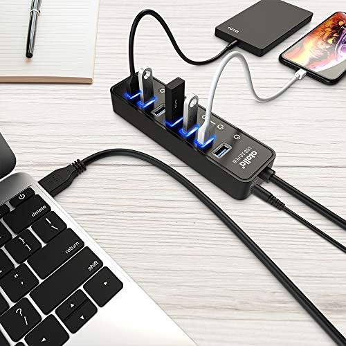 Atolla 7-Port USB Hub 3.0 with Individual Power Control, Smart Charging Port, and High-Speed Data Transfer – Essential USB Splitter for Mac Book, Mac Pro, and Multi-Device Connectivity Solutions