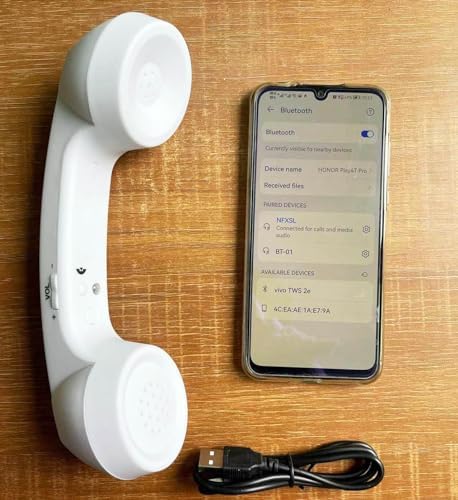 Vintage-Style Wireless Bluetooth Headset: Retro Phone Handset with Built-In Mic for Clear Calls & Music | Comfortable Design for i Phone & Android | Enhance Your Audio Experience with Radiation Reduction & Seamless Connectivity