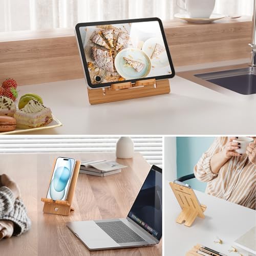 Pezin & Hulin Eco-Friendly Bamboo Adjustable Tablet Stand – Premium Multi-Angle Holder for i Pads, Smartphones, and E-Readers (Fits Devices 4.7″ to 13″) – Transform Your Workspace with Stylish Comfort and Enhanced Viewing Experience