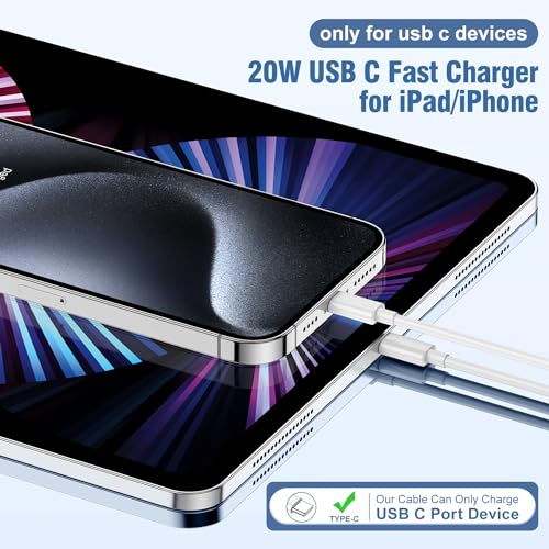 High-Speed 10 ft i Phone 15/16 Charger with 20 W USB-C Power Adapter – Premium Type C Cable for Fast Charging, Enhanced Durability, and Broad Compatibility with i Pad Air & Mini, Ideal for Home & Office Use