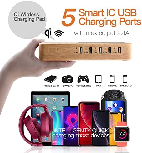 Advanced 2025 Multi-Device Wireless Charging Station: Ultimate USB Charging Dock for Seamless Apple and Android Compatibility, Family-Friendly Organizer with Six Fast-Charge Cables, Stylish Design for Home or Office, Smart Charging Technology for Efficient Power Management