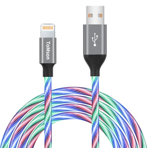 Vibrant LED Lightning Charging Cable for i Phone – MFi Certified 6 FT Fast Charge USB Cord with Dynamic RGB Light-Up Feature for Enhanced Compatibility and Performance with i Phone 14, 13, 12, 11 Pro Max, XR, X, SE, 8 Plus, i Pad, and i Pod – Durable and Stylish Tech Accessory for Home and On-the-Go Charging