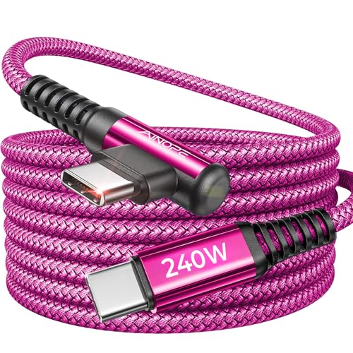 Optimize your charging setup with the AINOPE 240 W USB C to USB C Cable, a 6-foot powerhouse engineered for ultimate speed and flexibility. Featuring a right-angle connector, this fast charging cable is perfect for gaming or multitasking without the clutter of tangled cords. Compatible with the latest devices, including i Phone 16 Pro Max, i Phone 15, Mac Book Air/Pro, i Pad Pro, Samsung Galaxy, and Pixel, it delivers an impressive 240 W power output for rapid charging. The dual-pack offers exceptional value, ensuring you have a reliable charging solution wherever you go. Built with premium materials for durability, the sleek grey and blue design enhances your tech aesthetic while providing long-lasting performance. Elevate your device charging experience with this versatile cable, designed for both home and office use, while ensuring seamless connectivity across all your electronics.