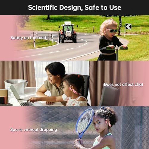 LOBKIN Kids Bluetooth Earbuds – Safe Listening with Lightweight Open Ear Design and IPX5 Waterproof Protection – Advanced Bluetooth 5.3, Built-in Microphone – Perfect for School, Home, and Outdoor Adventures – Ideal Gift for Young Explorers