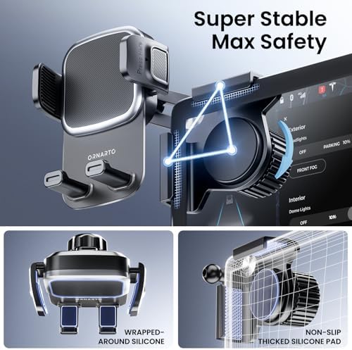ORNARTO Tesla Phone Mount – Ultimate 360° Rotatable Holder for Model Y & 3 | No Residue or Screen Damage | Universal Fit for All Smartphones | Enhanced Overload Protection & Anti-Slip Grip | Perfect Car Accessory for Seamless Navigation & Hands-Free Calls