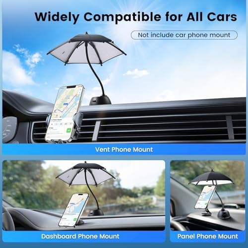 OUTXE 360° Adjustable Car Phone Umbrella – Universal Suction Cup Sun Shade for i Phone & Android Devices – Ultimate UV Protection and Overheating Prevention for Safe Driving and Enhanced Visibility