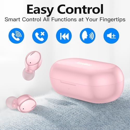 Kurdene Bluetooth 5.3 Wireless Earbuds – Featherweight Sports Earphones Delivering Rich Deep Bass and Crystal-Clear Call Clarity – Chic Light Blue In-Ear Headphones for Ultimate Comfort During Workouts and Daily Activities
