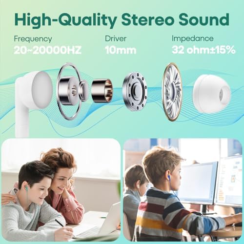 Bulk Kids Earbuds – 50 Pack Vibrant Wired Headphones for Classroom and Leisure Use, Durable Tangle-Free Design Compatible with 3.5 mm Devices for Enhanced Learning Experience