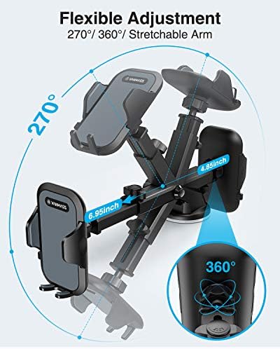 VANMASS Pro Universal Car Phone Mount with 2025 Super Suction Cup – Ultimate Cell Phone Holder for Safe Driving, Compatible with i Phone 16 Pro Max, 15, 14, 13 & Samsung Android Devices – Easy Installation, 360-Degree Rotation, and Enhanced Stability for Windshield, Dashboard, and Vent Use