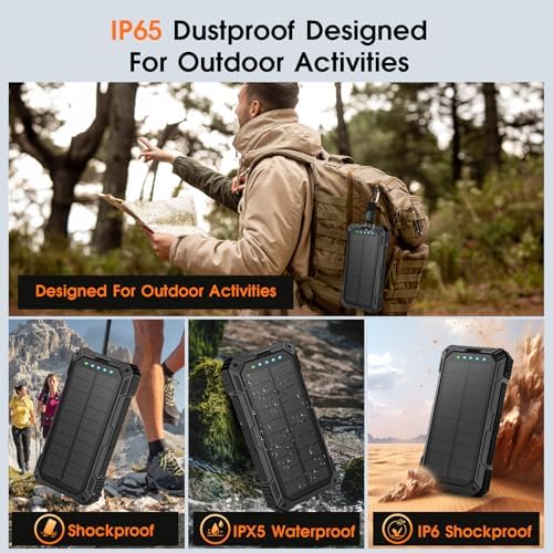 Ultimate 49,800 m Ah Solar Power Bank: Wireless Portable Charger with 4 Integrated Cables, 22.5 W Fast Charging Battery Pack for All Smartphones – Eco-Friendly Outdoor Essential with PD & QC3.0 Technology