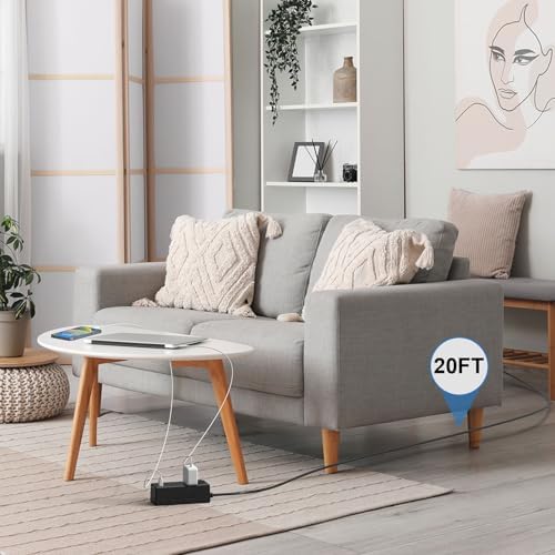 15 Ft Flat Plug Power Strip with 6 AC Outlets and 3 USB Ports – Tcstei Compact Extension Cord for Home, Office, and Dorm Room – Versatile ETL Certified Power Solution with Fast Charging and Space-Saving Design