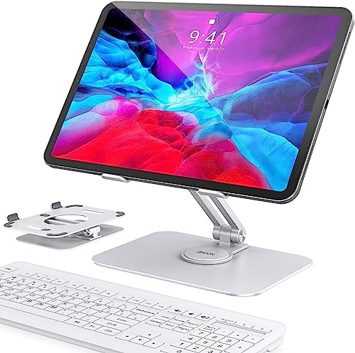 BSOON Adjustable i Pad Stand – Versatile Tablet Holder for i Pad Pro, Air, Mini & Samsung Tablets – Ergonomic Desktop Mount with Non-Slip Base for Enhanced Stability – Lightweight Silver Design for Home and Travel Convenience – Perfect for Streaming, Video Calls, and Hands-Free Use