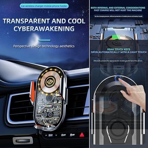 Phone Holders for Your Car with Wireless Chargre – Metal Hook Clip, Auto Clamp Air Vent Cell Phone Car Mount, Hands Free Universal Automobile Cradle Fit for iPhone Android and All Smartphones – Enhanced Compatibility and Speed