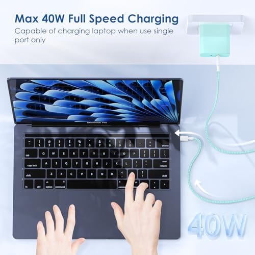 Essri 45 W PD 3.0 Ultra-Fast Charger Duo with 10 FT USB-C Cable – Premium Charging Solution for i Phone 16/15 Pro Max and Mac Book – High-Efficiency Power Delivery, Multi-Voltage Compatibility (20 V/2.25 A, 15 V/3 A, 12 V/2 A) – Perfect for On-the-Go Charging and Enhanced Device Performance