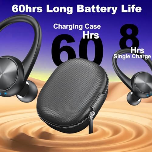Elevate Your Audio Experience with Game Xtrem Bluetooth 5.3 Wireless Earbuds – Unmatched 60-Hour Battery Life, Deep Bass Sound for Total Immersion, and IPX7 Waterproof Design – Tailored for Active Lifestyles with Secure Over-Ear Hooks for Ultimate Stability and Enhanced ENC Microphone for Clear Calls – Ideal for Fitness Enthusiasts, Runners, and Daily Use.