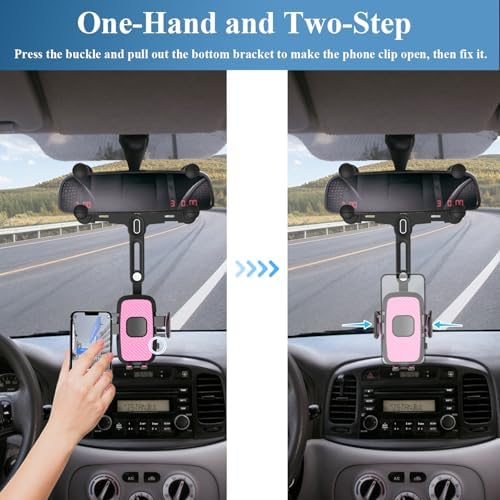 Mag Safe Rear View Mirror Phone Holder – Adjustable Magnetic Car Mount for i Phone 16/15/14/13/12 & All Mag Safe Devices – Secure Grip for Hands-Free Navigation – Compact Retractable Design with Effortless Installation – Elevate Your Driving Experience and Stay Connected Safely