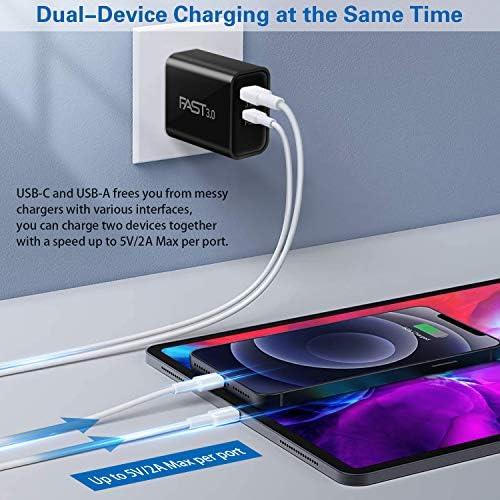 i Seeker Kit: 20 W Fast Charging Block for Apple Watch & Devices – Portable Dual Port USB C Wall Adapter for i Phone, Samsung, Android Tablets – Ultimate Charging Solution for Travel & Efficiency