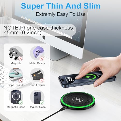 15 W Fast Wireless Charging Pad – Ultimate Compatibility for i Phone 16 e, Moto G Power 2025, Samsung Galaxy S25 Ultra & More – Sleek Non-Slip Design for Efficient Charging – Ideal for Home & Office Use – Protects Against Overheating & Overcharging – Elevate Your Charging Experience with Modern Convenience