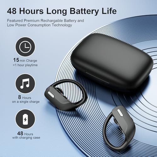 Unleash Your Potential with occiam Waterproof Wireless Earbuds – 48-Hour Playtime Bluetooth Headphones for Sports & Workout, Featuring Built-in Microphone and LED Display for Seamless Connectivity