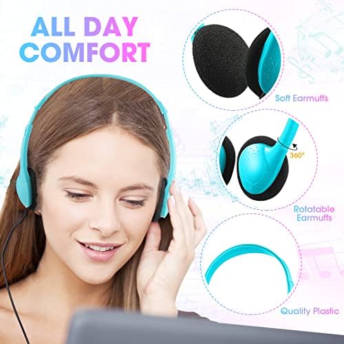 Yunsailing 24-Pack Adjustable Over-Ear Headphones – Comfort-Focused Wired Audio Gear for Kids and Adults, Perfect for Classroom Learning and Travel Adventures with Durable 3.5 mm Compatibility and Fun Colors