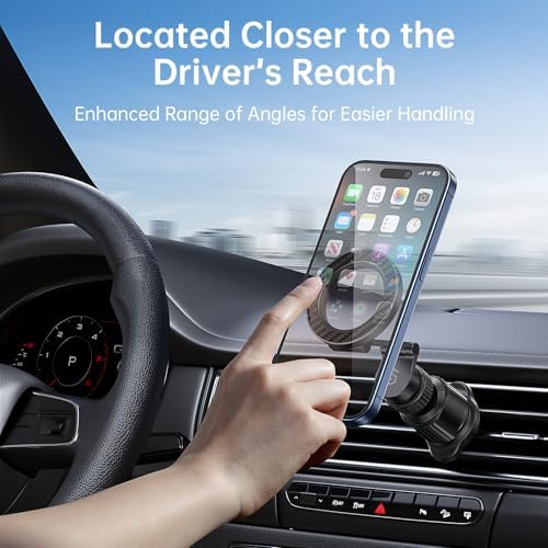 SYNCWIRE Mag Safe Car Mount Vent – Premium Magnetic Phone Holder for i Phone 12-16 | Adjustable 3 D Long Arm & Versatile Rotation | Secure Air Vent Phone Mount for Easy Navigation & Hands-Free Calls | Durable Design for All i Phone Models