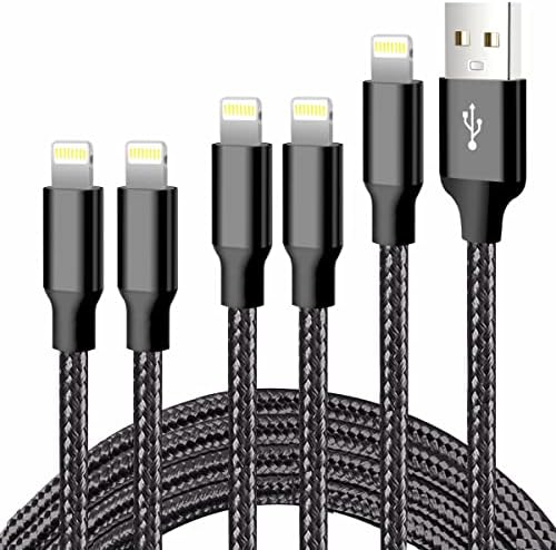 Premium 5-Pack i Phone Charger Set: MFi Certified Nylon Braided Fast Charging Cables (3 FT, 6 FT, 10 FT) for i Phone 14/13/12/11/X/Max/8/7/6/5/SE/i Pad – Unmatched Durability & Versatile Lengths for Every Lifestyle