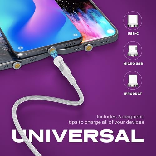 Upgrade Your Power Experience with the Statik 360 Pro Magnetic Charging Cable – Ultimate 3-in-1 Solution for USB C, Micro USB & USB A Devices, 100 W Fast Charging Technology, Sturdy Black Design, 3 ft Length for Maximum Portability and Comprehensive Compatibility with Smartphones, Tablets & Laptops