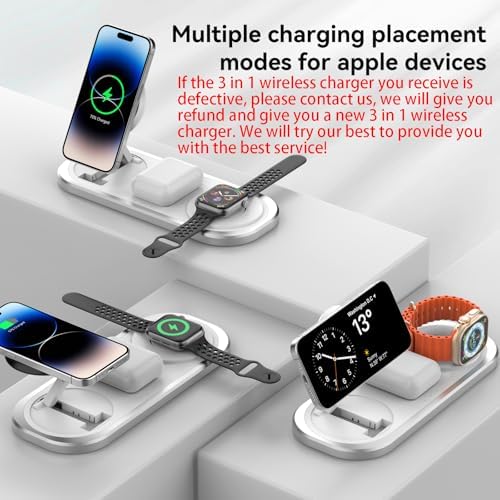 Ultimate 3-in-1 Wireless Charging Station for Apple Devices – Foldable & Portable Charger for i Phone 16/15/14/13/12 Series, Apple Watch Ultra/SE/6/5/4/3/2/1, and Air Pods Pro/2/3/4 – Fast, Efficient, and Travel-Friendly Design for Seamless Power Solutions