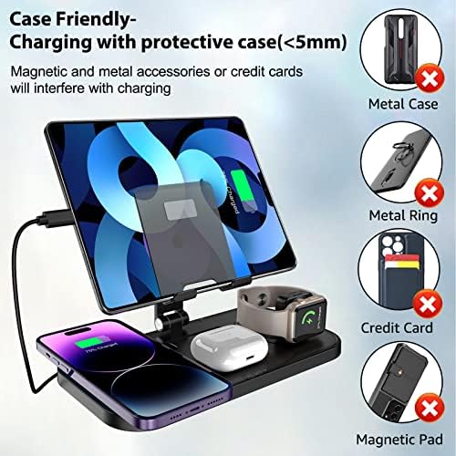 Revolutionary 4-in-1 Wireless Charging Hub for Apple Devices – Rapid Multi-Device Dock Compatible with i Phone 16 Pro Max, 15, 14, 13, Air Pods Pro 2, i Pad, and i Watch 10/9/Ultra 2 – Sleek, Compact Design with Advanced Safety Features and Effortless Positioning for the Modern Tech User