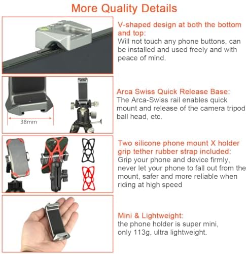 Aluminum Cell Phone Holder with 1 Inch Ball Mount Adapter Compatible with RAM mounts B Size 1″ Socket Arm Bike Motorcycle Car Phone Mount, Double Protection Anti-loosening Locking knob – Enhanced Compatibility and Speed