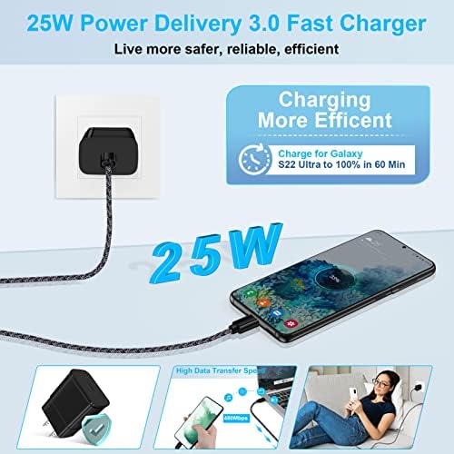 Rapid Charge Type C 25 W Samsung Galaxy Charger – Dual Port Car Charger with 60 W Output & USB C Cable for Ultimate Compatibility and Efficiency – Perfect for A Series, S Series, and On-the-Go Power Needs