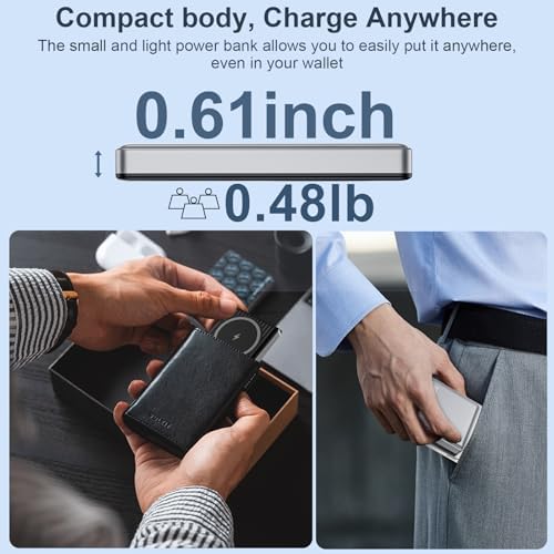 Magnetic Wireless Power Bank 10000 m Ah – Fast Charging Portable Charger for Samsung Galaxy S25/S24/S23/S22/S21 & Google Pixel 9 Pro/8/8 a – 20 W USB-C Battery Pack with Enhanced Magnetic Alignment for Hassle-Free Charging Anytime, Anywhere