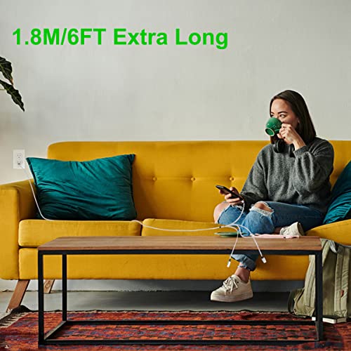 10 Ft 6-in-1 Universal Charging Cable – Premium Nylon Braided USB A, Type C & Lightning Adapter for Android & i Phone – High-Speed Sync for Samsung, Huawei, and More – Versatile Multi-Device Connection Solution