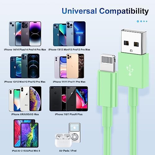 Premium 3-Pack Apple MFi Certified Lightning to USB Charger Cables – 6 FT Durable Fast Charging Cords for i Phone 13/12/11/11 Pro/11 Max/X/XS/XR/XS Max/8/7/6 – Enhanced Performance and Extended Reach for Seamless Device Connectivity