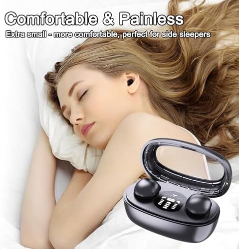 Rehoria Mini Sleep Headphones for Side Sleepers – Ultra-Lightweight Comfort Earbuds with Fast Charging Case for Premium Audio Experience – Ideal for Meditation and Relaxation in Light Coffee Finish