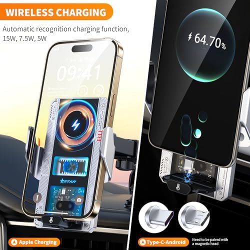 Wireless Car Charger with Phone Holder Mount 15W Fast Car Charger Auto Clamping Phone Holders for You Car Windshield Dashboard Air Vent Accessories for iPhone 13 Pro Max15141211Samsung Galaxy Googl – Enhanced Compatibility and Speed
