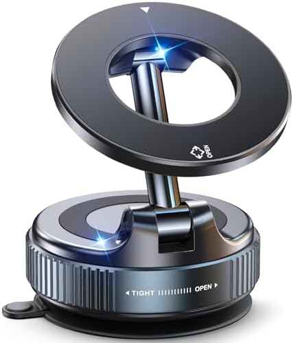 Mag Safe-Compatible Magnetic Suction Cup Phone Mount – 360° Adjustable Car Holder for i Phone 16 Pro Max, 15, 14, 13, 12 Plus – Portable, Foldable Design with Strong Magnetic Grip for Safe Driving and Easy Navigation