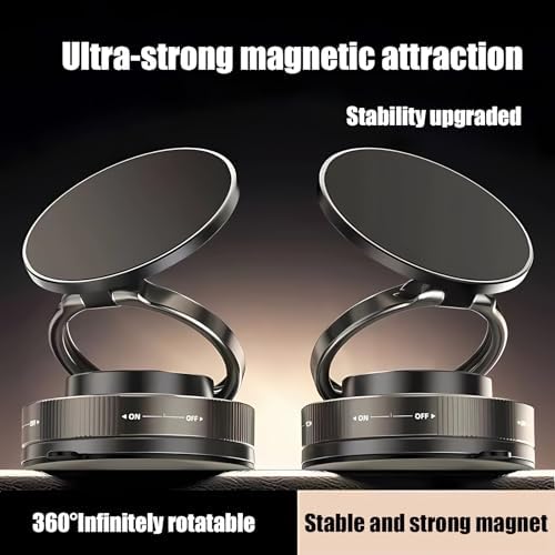 Enhanced 360° Magnetic Phone Holder for Cars and Gyms – Adjustable Cradle for i Phone & Android Devices with Mag Safe Compatibility – Superior Vacuum Mount for Unmatched Convenience and Safety on the Go