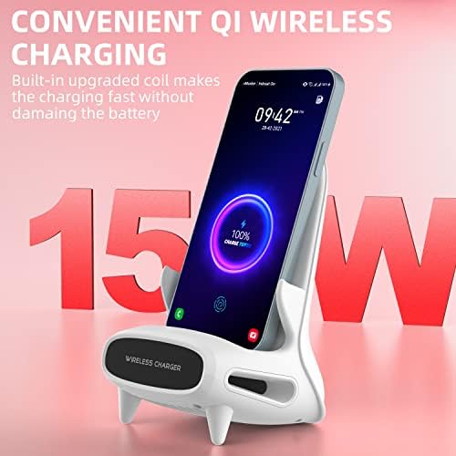 15 W Fast Qi Wireless Charger Stand with Sound Amplification – Stylish and Functional Gift for Men and Women, Ideal Birthday and Anniversary Present, Compatible with Various Smartphones, No AC Adapter Required – Elevate Your Charging and Audio Experience