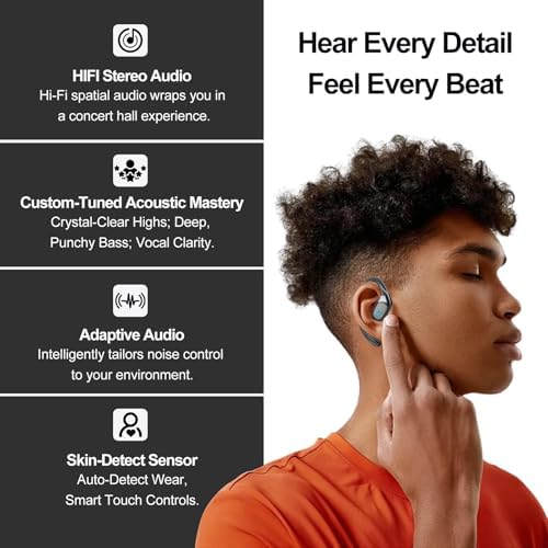 Transform Your Workout Routine with HEING Waterproof Bluetooth Earbuds – Advanced 5.0 Connectivity, Long-Lasting Battery, Ergonomic Over-Ear Design, LED Charge Indicator, and Integrated Microphones for Seamless Hands-Free Calls – Perfect for Fitness Enthusiasts, Runners, and Outdoor Adventurers